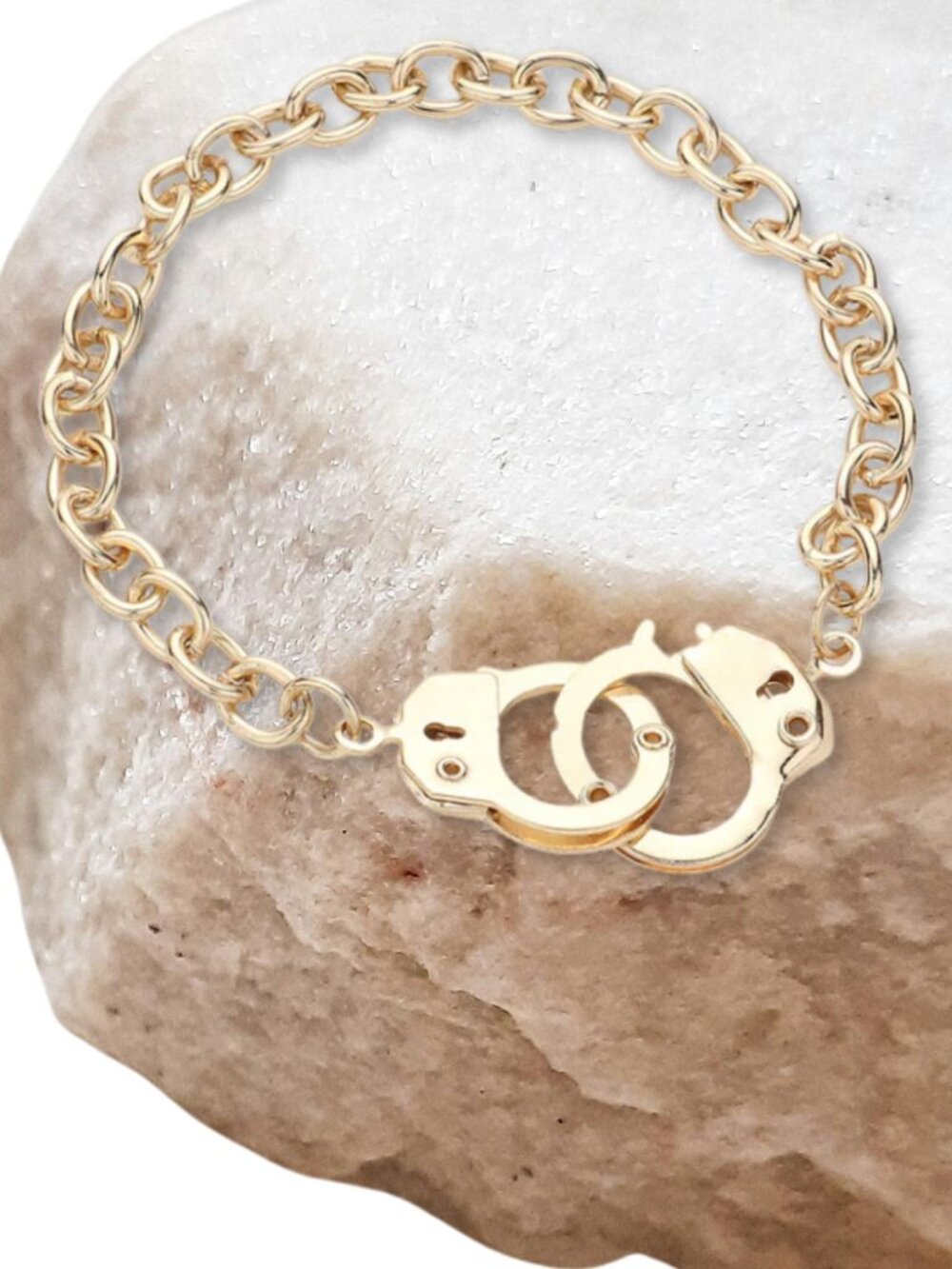 Gold Plated Handcuff Charm Freedom Rocker Theme Bracelet NEW